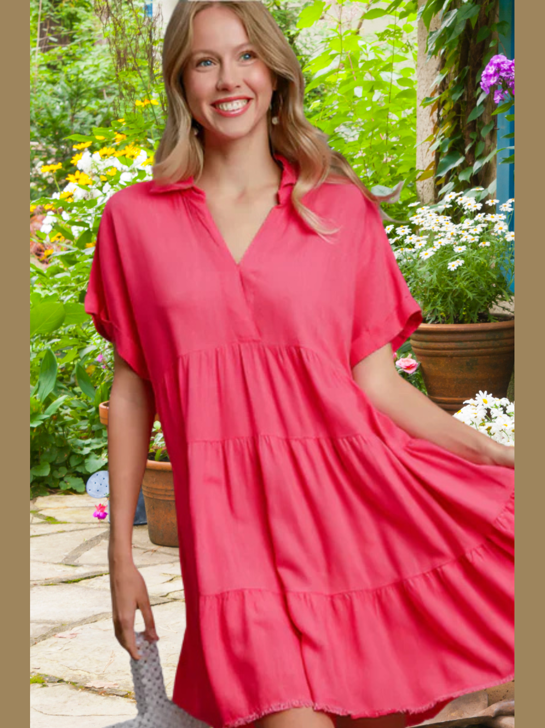 Dress Tiered Hot Pink A5365 | 2025 at Razberry Threads MEDIUM Dress Tiered Hot Pink A5365 | 2025 at Razberry Threads MEDIUM