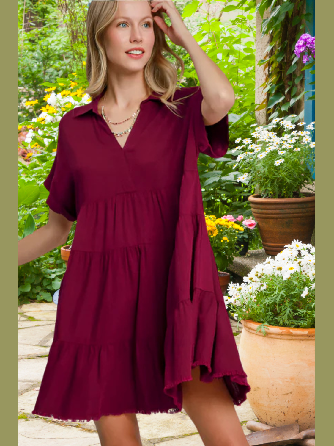 Dress Tiered Merlot A5365 | 2025 at Razberry Threads LARGE Dress Tiered Merlot A5365 | 2025 at Razberry Threads LARGE