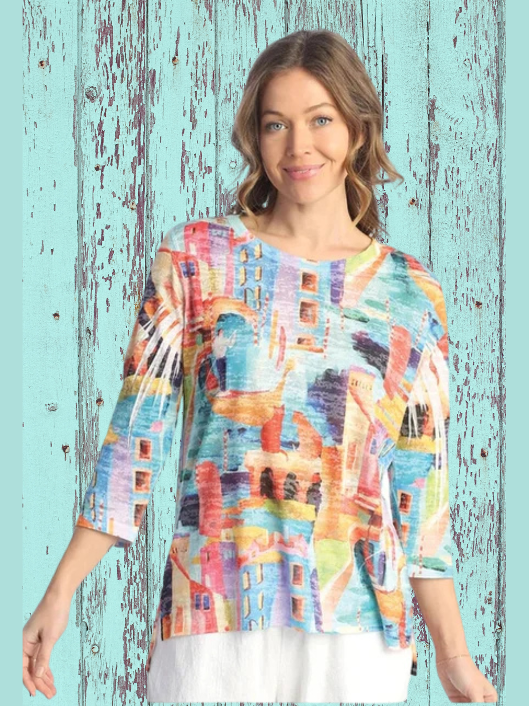 44-1841 Women's top Burnout Hi-Lo Tunic Top LuLu