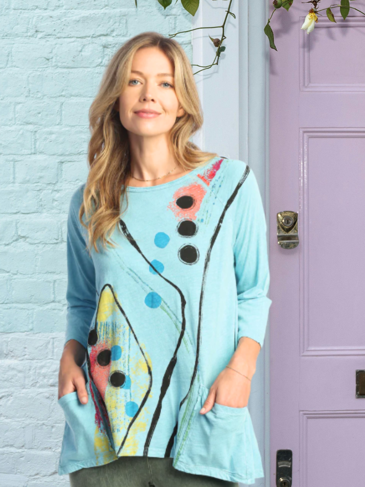 M12-1817 Tunic w/ 2 Pockets - Light Blue