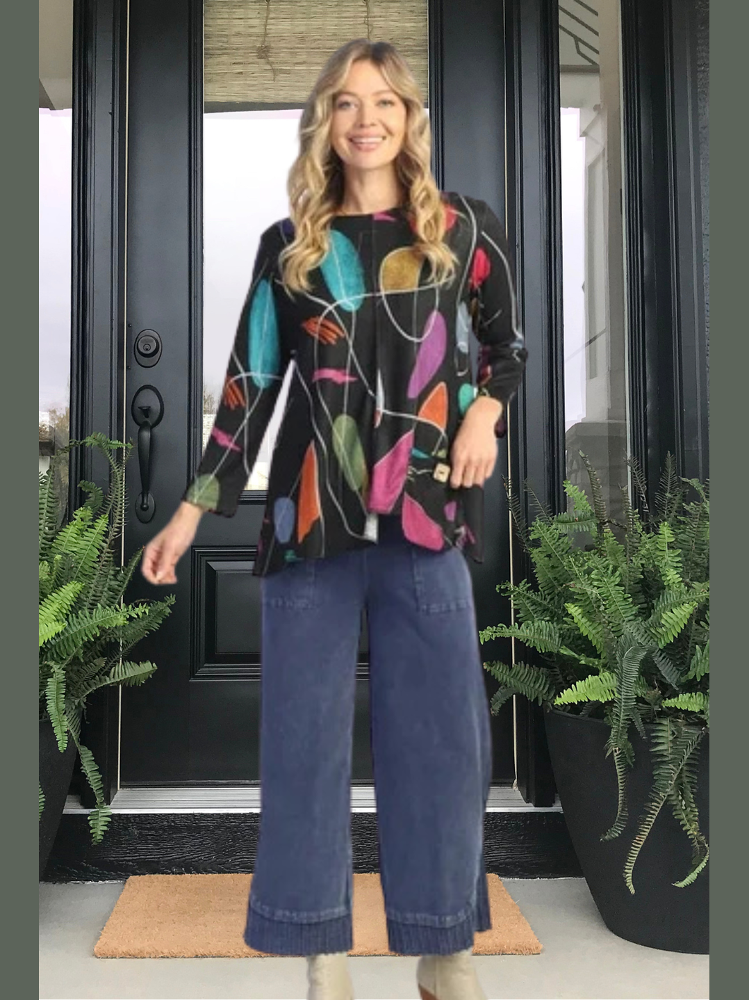 Fb2-1984 Tunic w/ Pocket - Frolic Black