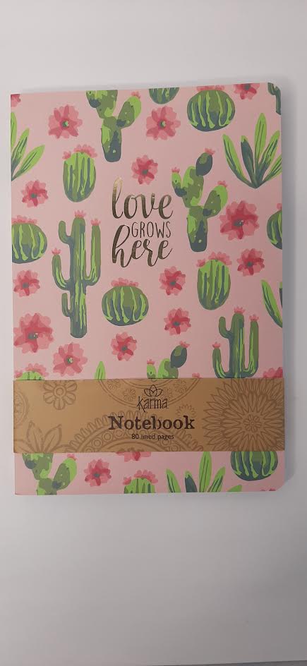 Love Grows Here-Cactus-80 Page Lined 5.5X8"  Notebook-ka-3032 