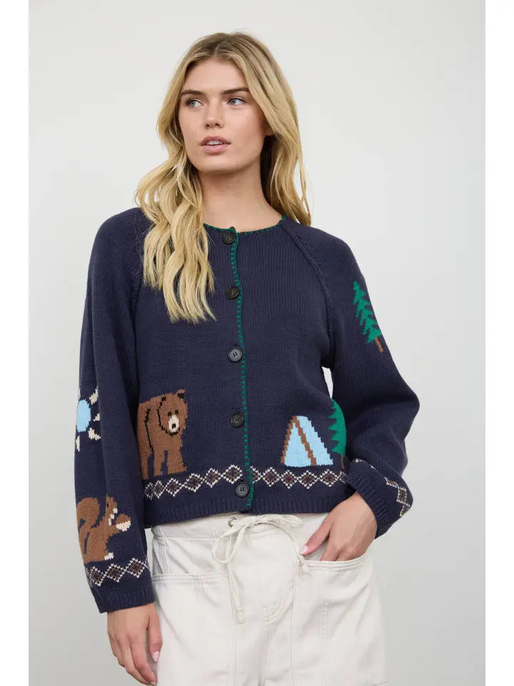 Edgemine-Cardigan Camping Intarsia Button Down Knit Women's J6F1030