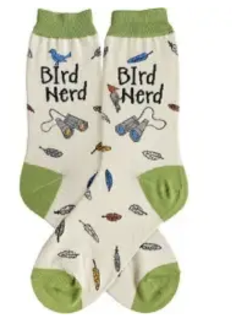 Women's Sock Bird Nerd Beige/Green 7095