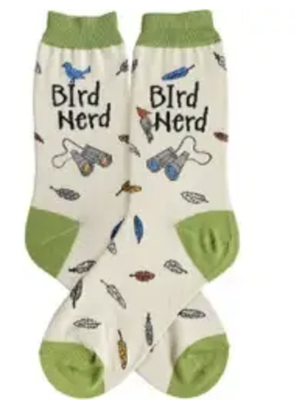 Women's Sock Bird Nerd Beige/Green 7095
