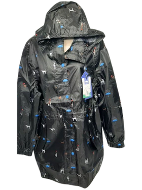 Joules Golightly Womens Waterproof Jacket Black Cat Dog