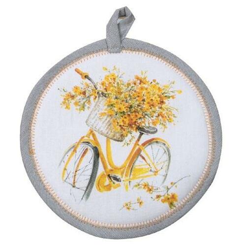 Pot Holder Sweet Home Yellow Bicycle 8 "Round R4892