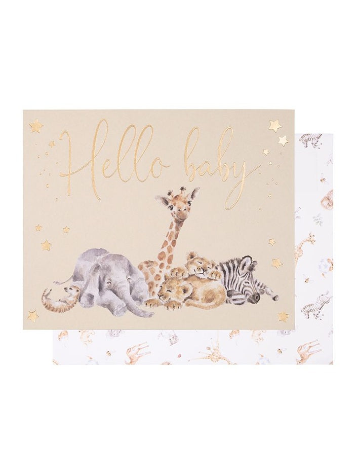 Card - LTW-AOC002- HELLO BABY LITTLE SAVANNAH