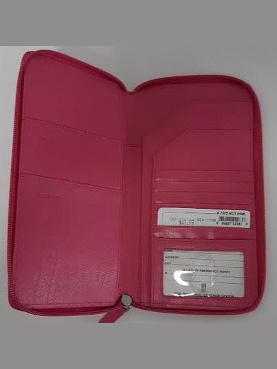 Women's Hot Pink Large LeatherZip Around Rfid Travel Wallet