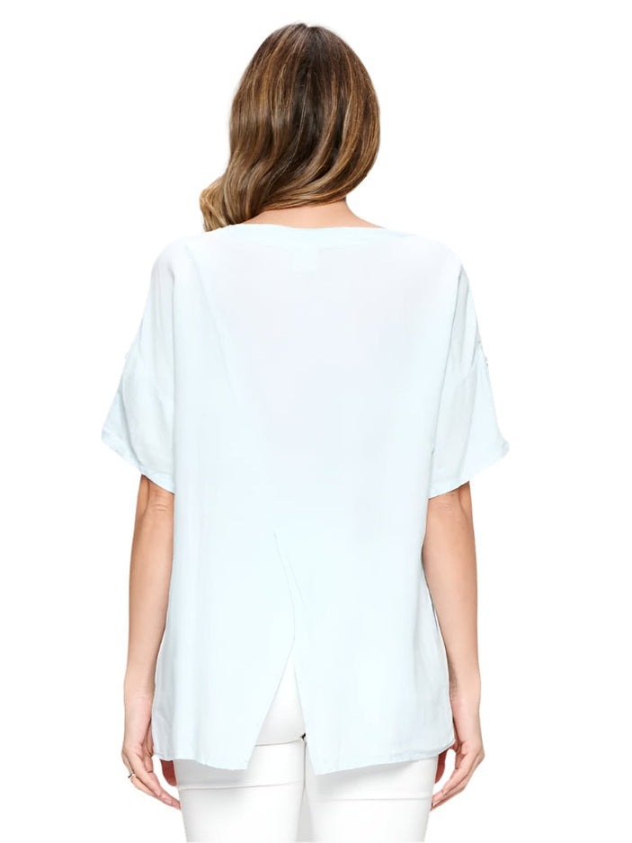 Top Pull Over Short Sleeve White Women's Plt2124