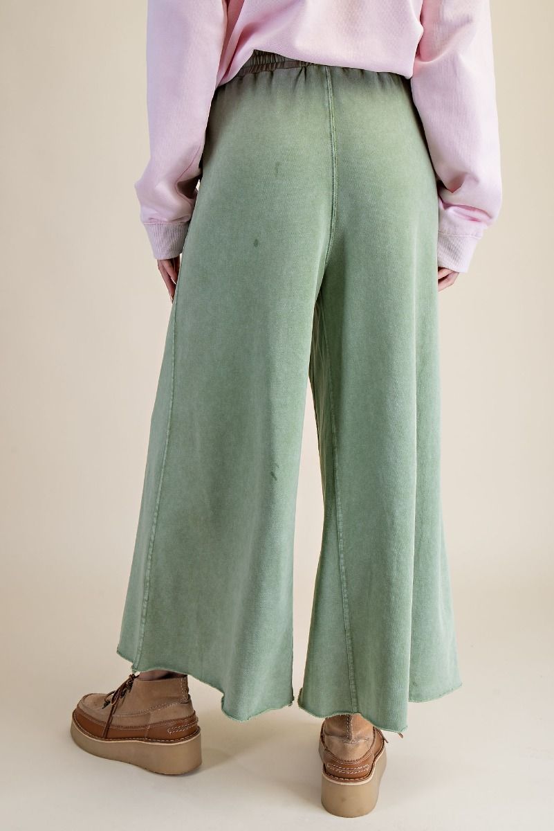 Pants Teal Green Terry Knit Draw String Wide Leg 2 Pocket Women's Eb40128tg