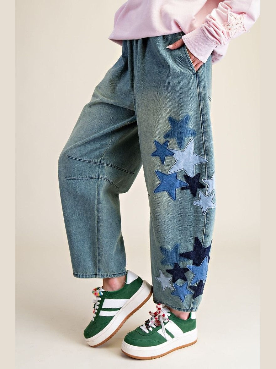 Pants Vintage Denim Star Patch Detail 4 Pocket Eb57009