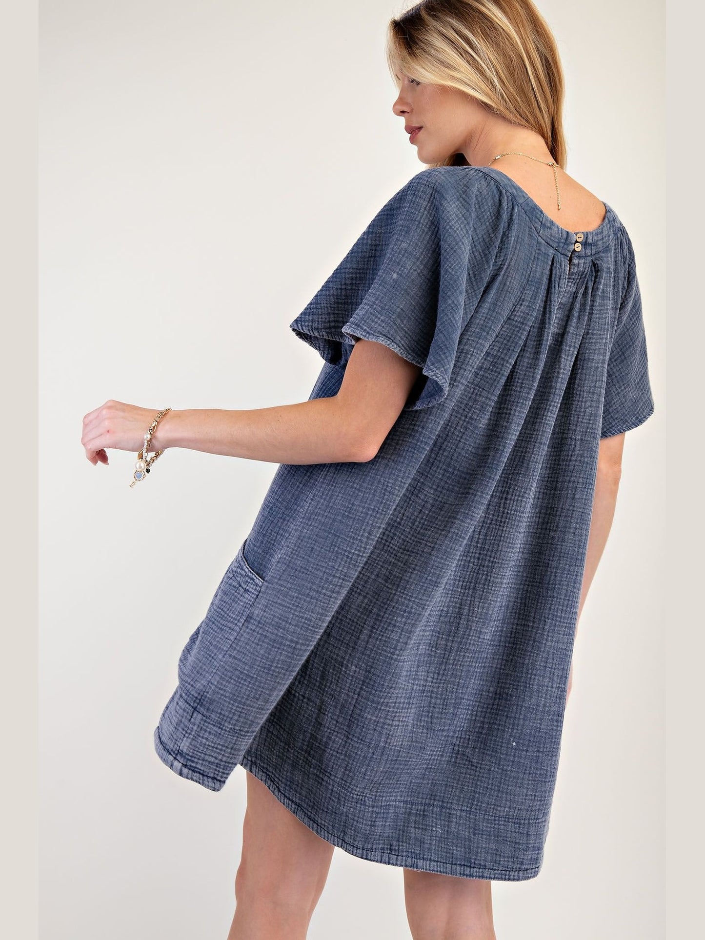 Dress Pullover Denim Cotton Gauze Women's ED25093