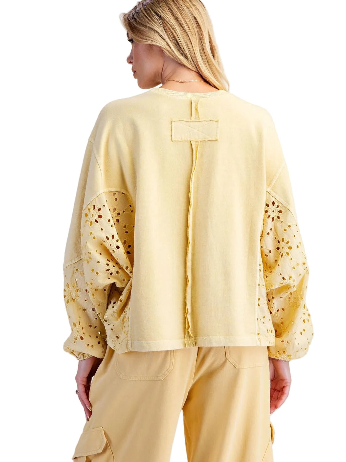 Top Pullover Butter Yellow Long Bubble Sleeve Women's ET19100