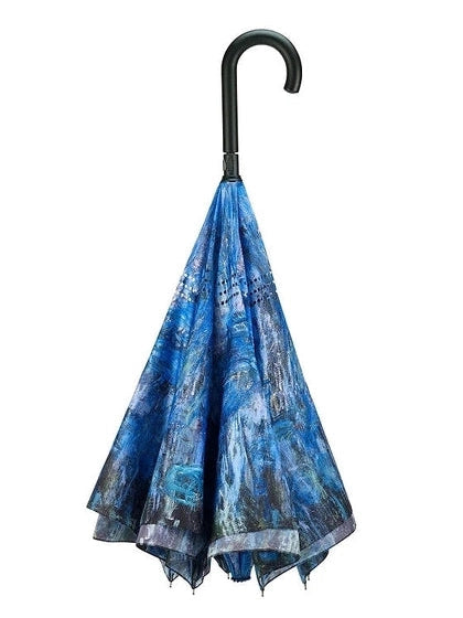 Umbrella-Reverse Close Stick-Waterlilies & Willow Tree-20259rc