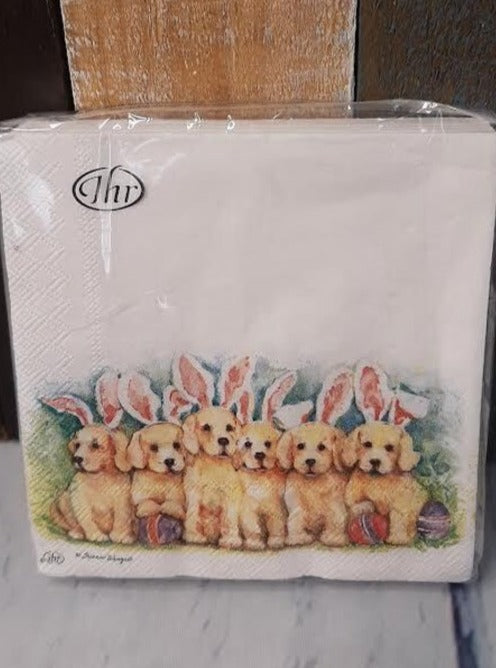 Napkins - Easter Bunny Golden Puppies - 20 pc. 