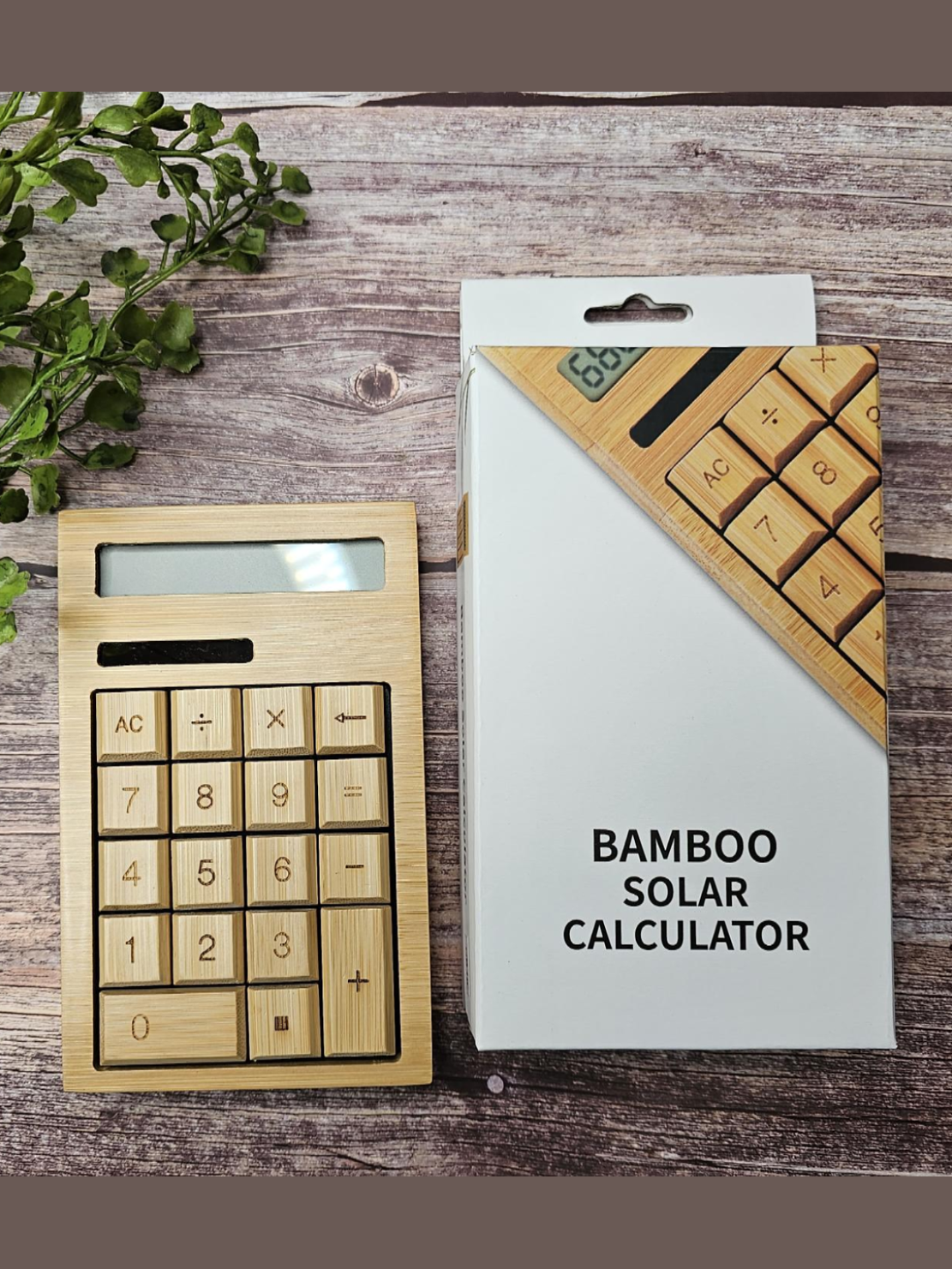 Bamboo Wooden Solar Calculator