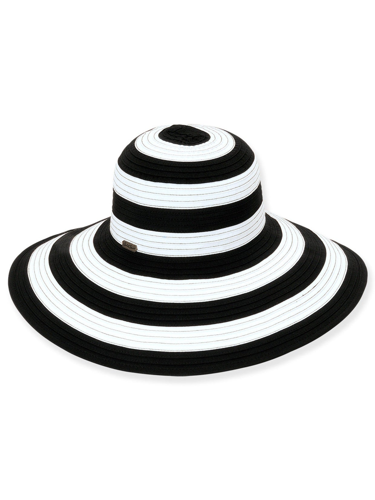 Hat - Black/White-Sewn Ribbon -Women's-Hh1384a