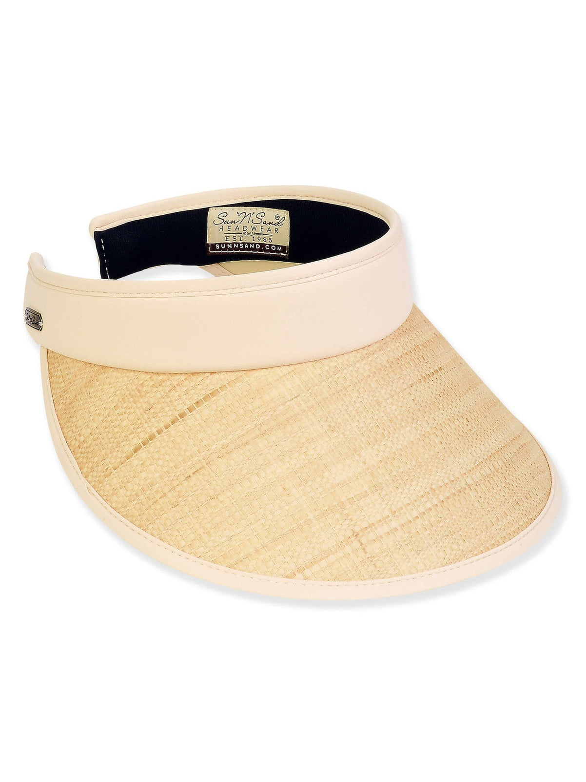 Visor Beige Raffia Polyester Straw 4.5 " Brim Women's-Hh3378A