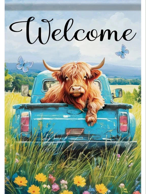 Garden Flag Double Sided Welcome Highland Cow Pickup 53835