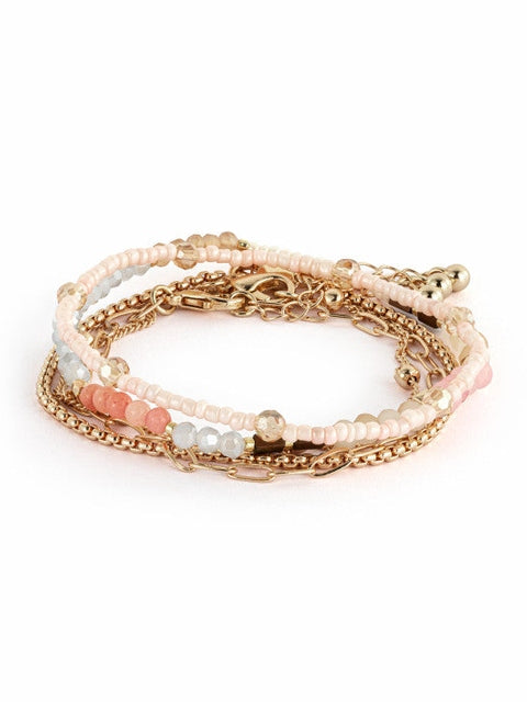 Bracelet 5pk Gold/Pink Color 1004440280