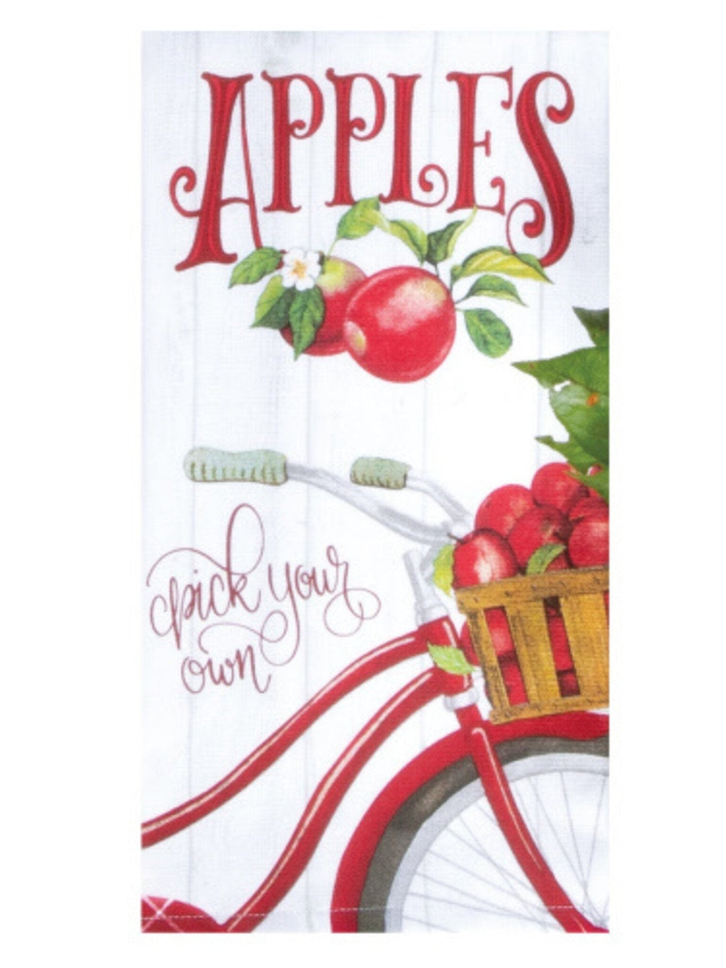 Tea Towel Red Bicycle/Apples Dual Purpose Terry R7970