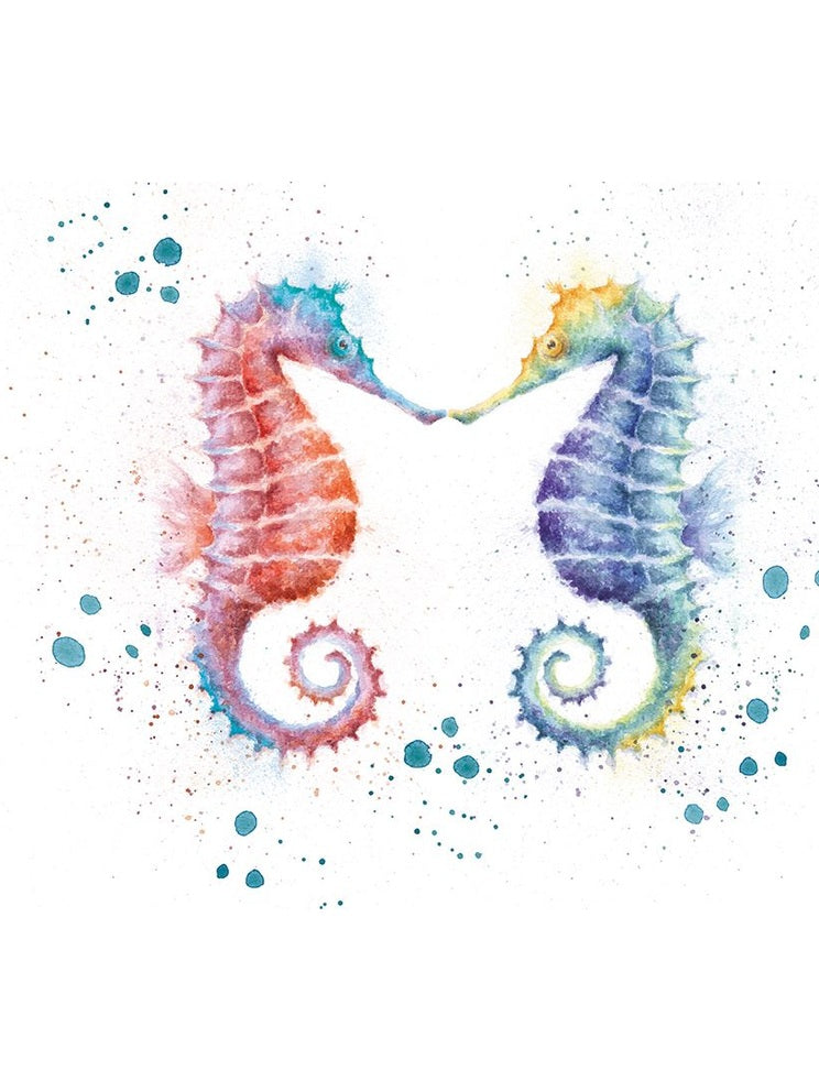 Card - AZ030 - Colorful Sea Horses - Blank Inside