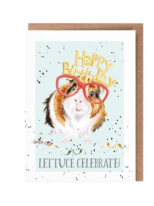 Card Aoc242 Lettuce Celebrate Happy Birthday Guinea Pig Happy Birthday