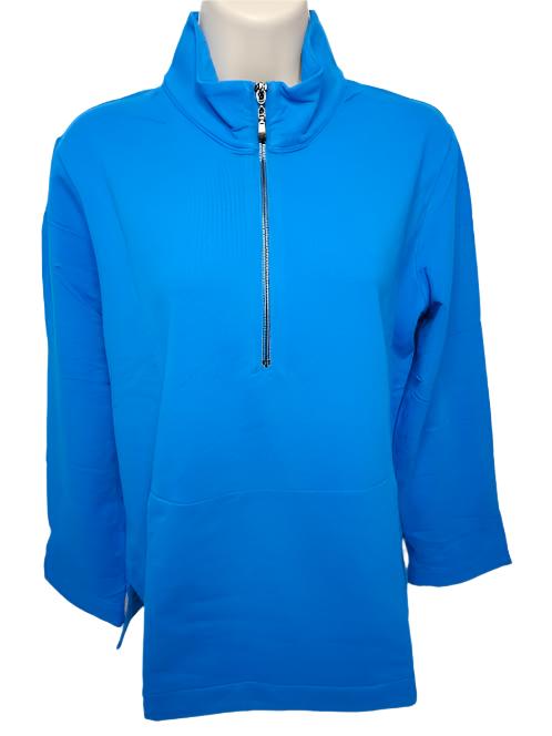 Pullover Zipper Front 2Pocket Long Sleeve French Blue Women's 7735FB