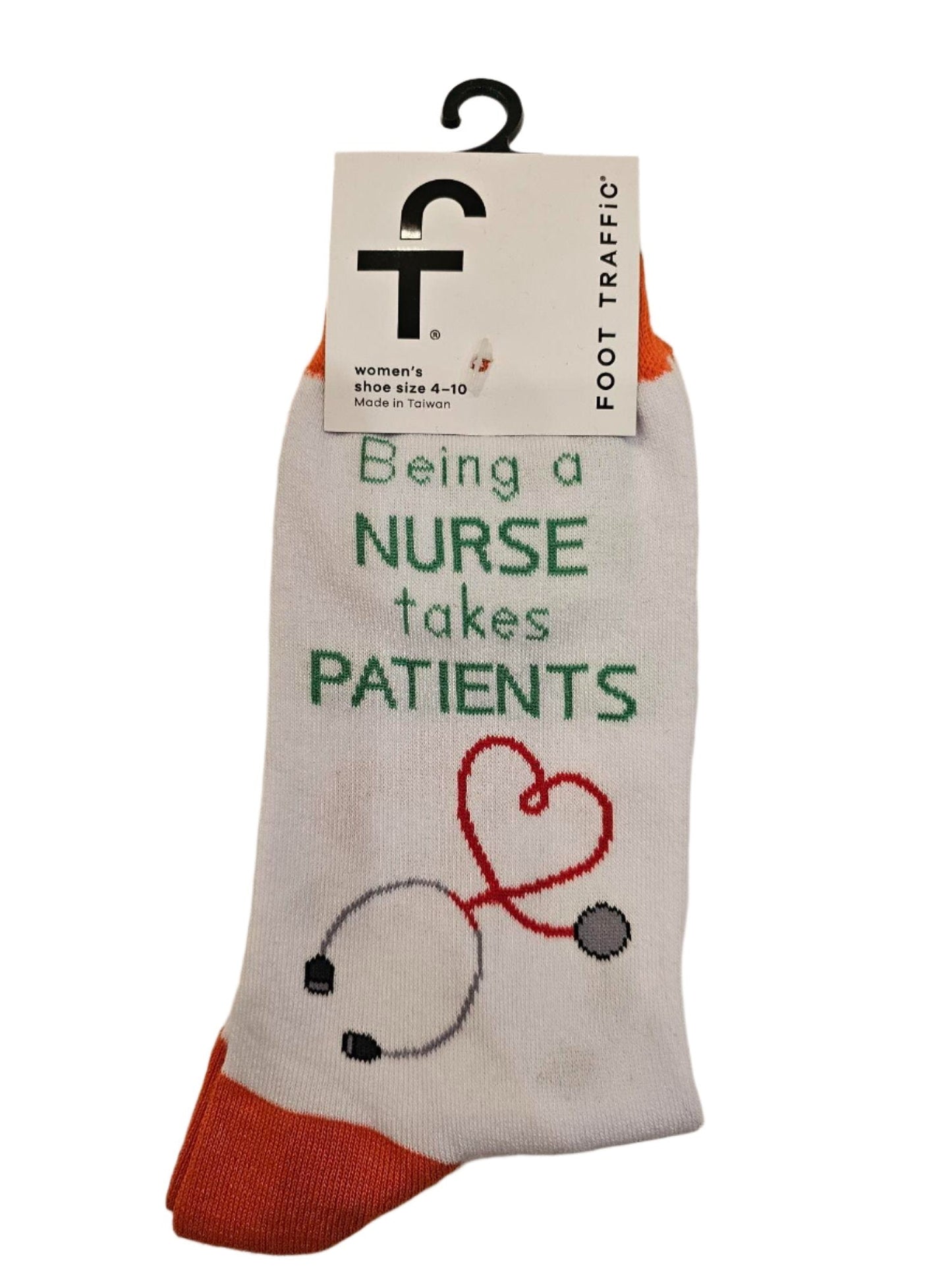 Women's Sock Being a Nurse White/Orange 6773