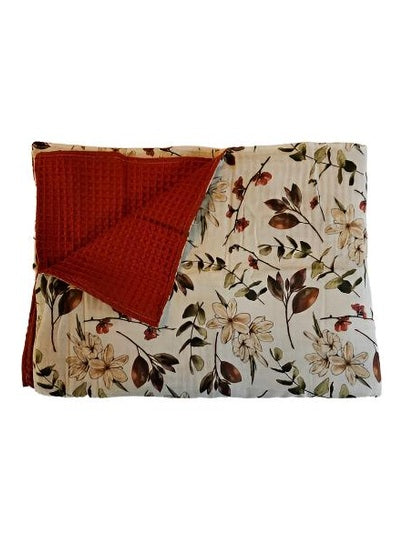 Baby Blanket - Muslin Waffle - Earthy Floral / Rust