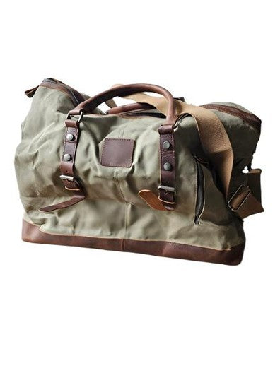 Canvas & Leather Travel Bag - Black