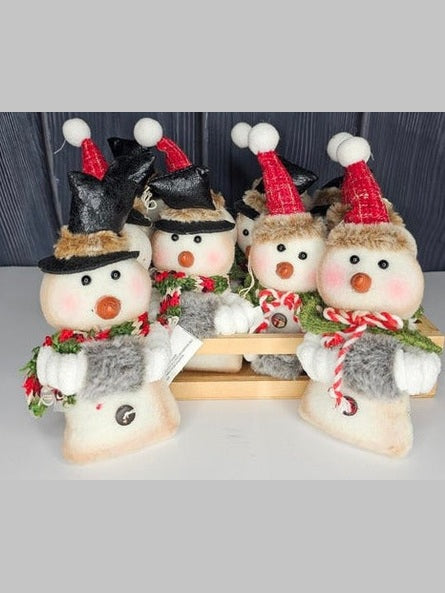 7"-Stuffed Snowman/Woman Ornament.