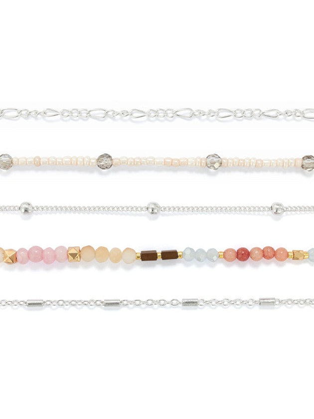 Bracelet 5pk Silver/Pink Color 1004440281