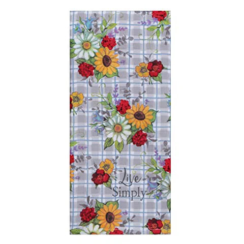 Tea Towel Floral Toss Grey Dual Purpose Terry R7578