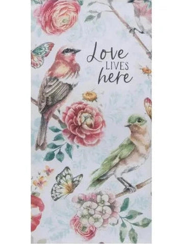 Tea Towel Gb Love Lives Here Birds Dual Purpose Terry R8106