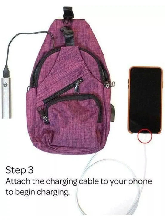Daypack Nupouch Antitheft Usb Charging Connector Large Red 2881 Bag