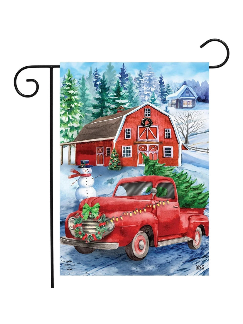 Garden Flag Christmas Picking Up The Christmas Tree 12.5x18" G01676