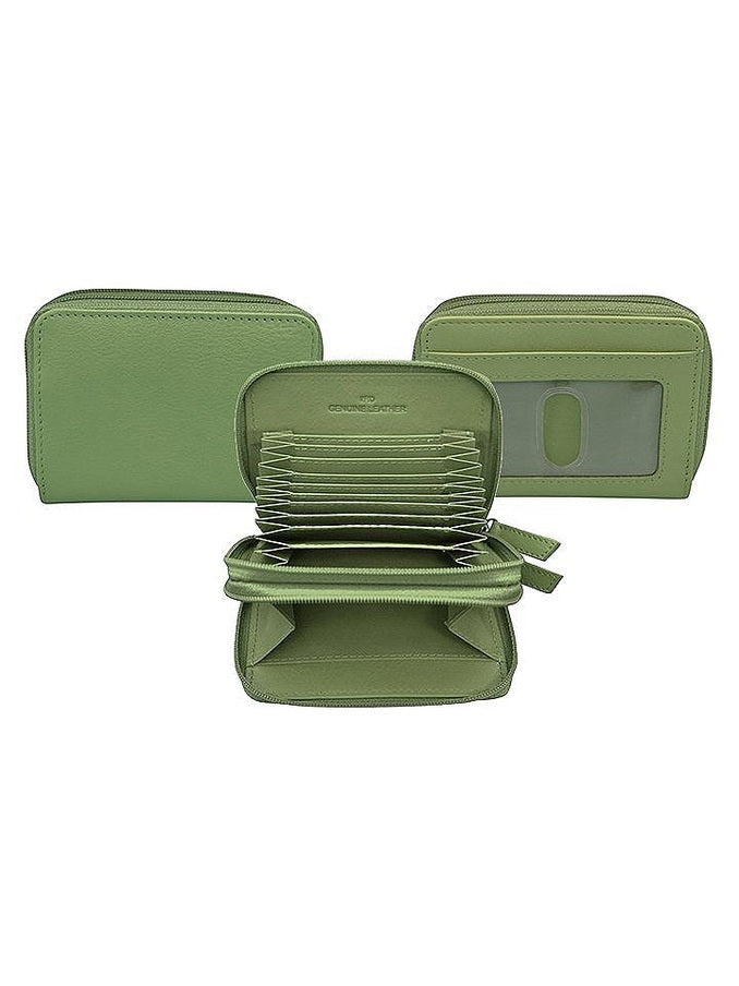 Wallet Double Zip Sage Accordion Card Case 6714
