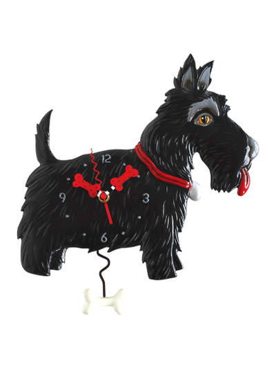 Wall Clock Dog Scottie Black P1762