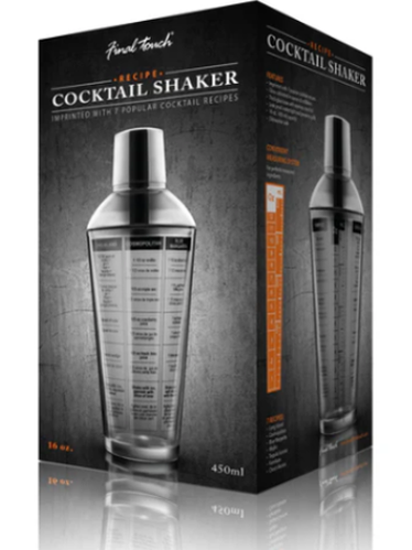 Cocktail Shaker Clear Glass/Stainless Steel 16oz fta1831