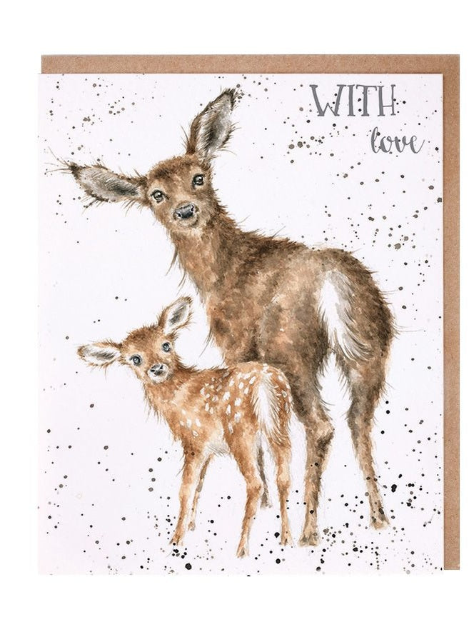 Card - AOC098 - With Love - Deer - Blank Inside