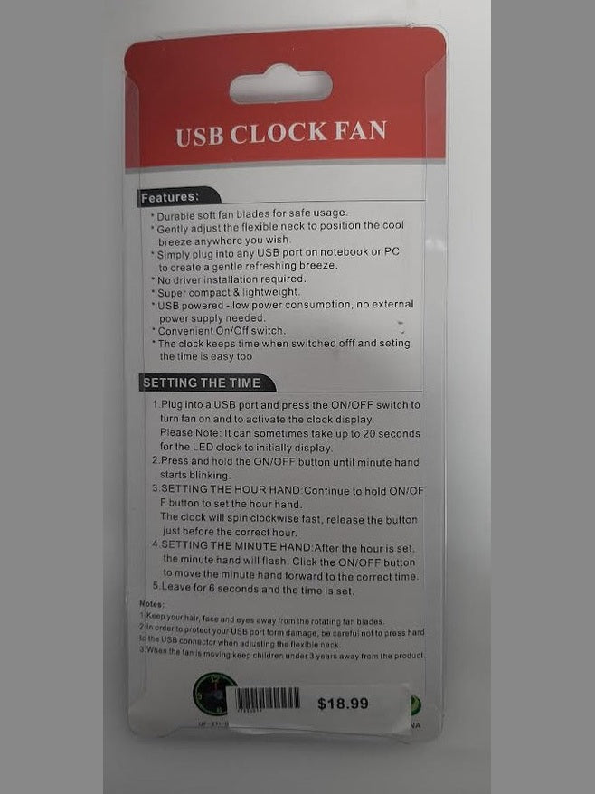 USB Fan with Clock