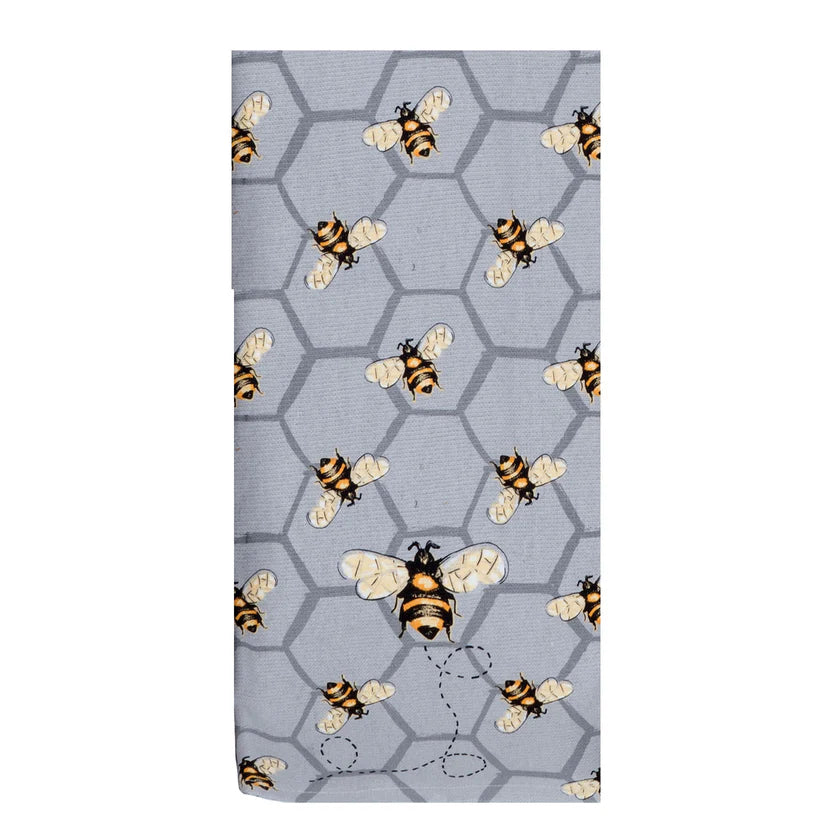 Tea Towel Bee Inspired Grey Honeycomb Dual Purpose Terry R7466