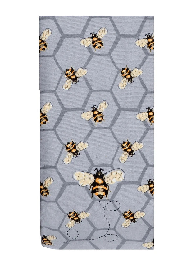 Tea Towel Bee Inspired Grey Honeycomb Dual Purpose Terry R7466