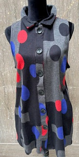 Vest-Button Front-Multi Colored Grey/Black/Red/Blue-Women's-21w248f1 