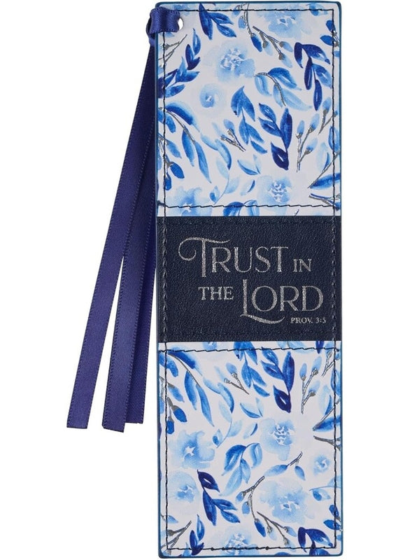 Bookmark Trust In The Lord Blue Floral Faux Leather Bmf190