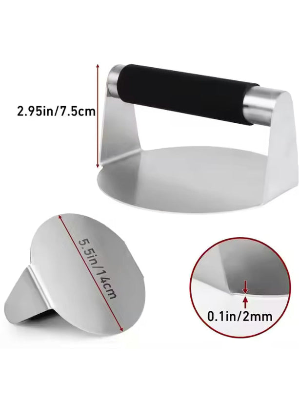 Burger Press 5.5" Stainless Steel With Anti-Scald Silicone Handle