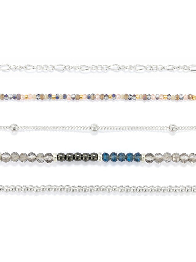 Bracelet 5pk Gunmetal Silver Color 1004440289