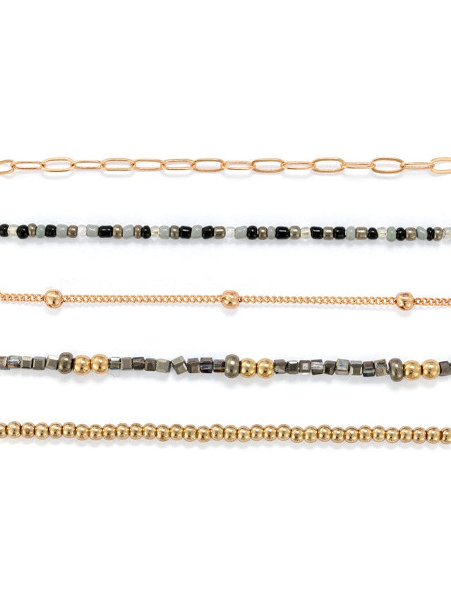 Bracelet 5pk Gold/Black/Grey Color 1004440288